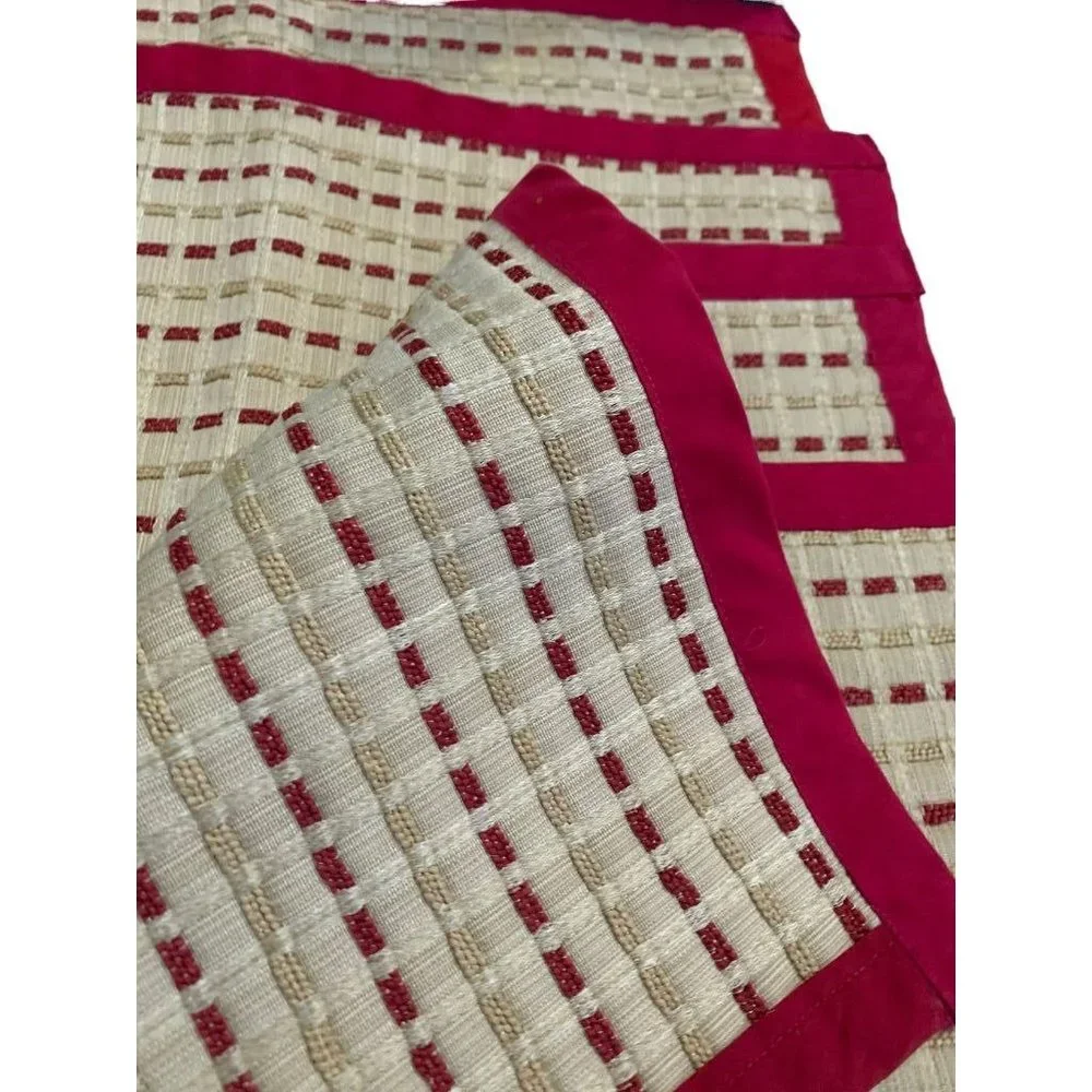 Set of 4 Woven Placemats Table Linens Red Tan 17 1/4